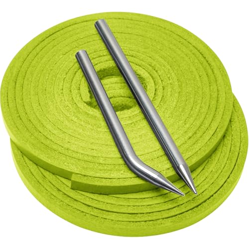 Baseball Glove Lace, Mitt Lace Repair Kit Softball 2 Leather Laces and 2 Lacing Needles for Catcher's Glove - color: Apple Green