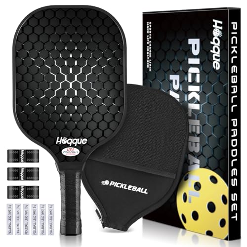 Lightweight Fiberglasses Pickleball Paddles Sets with Overgrips, Lead Tapes, Pickleball Balls