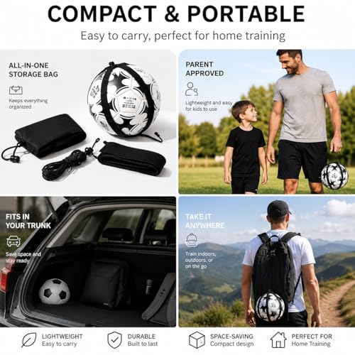 Solo Soccer Trainer for Kids & Teens – Adjustable Soccer Training Aid with Waist Belt & Tether for Ball Control, Footwork, Passing & Shooting Practice