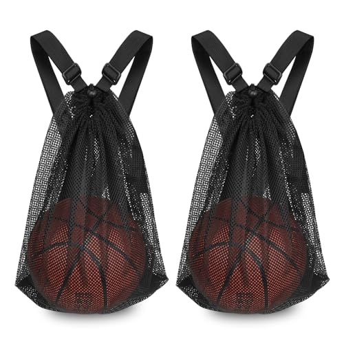 Basketball Bag 15 * 20 inch Sports Single Ball Bag Drawstring Mesh Backpack, for Carrying Soccer Volleyball Baseball football Carrier Single Outdoor Sports Equipment - color: 2pcs