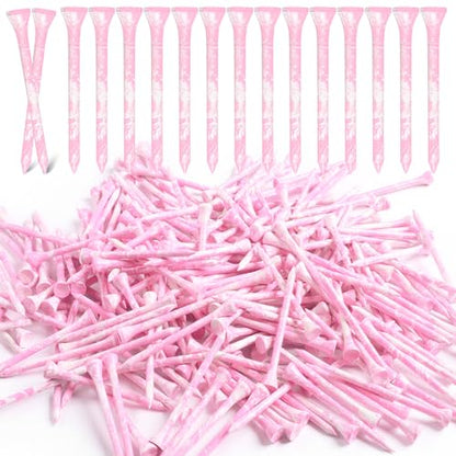Amy Sport Golf Tees Styllish Bamboo Wooden Coloured Painted Bulk 200 Pack 1 1/2 3 1/4 2 3/4 Inch Tee, Enhanced Visibility Color Purple Pink Green Blue, Practice for Men Women