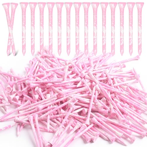 Amy Sport Golf Tees Styllish Bamboo Wooden Coloured Painted Bulk 200 Pack 1 1/2 3 1/4 2 3/4 Inch Tee, Enhanced Visibility Color Purple Pink Green Blue, Practice for Men Women