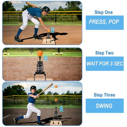 Softball Training Pop | Baseball Pop for Hitting Without a Pitcher(Compatible with Practice Wiffle Balls, 4 Softballs Included) - color: 4 YELLOW Balls