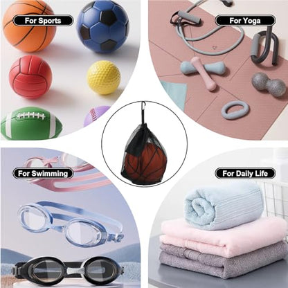 Single Mesh Ball Bag with Double Hook for Basketball Soccer & Volleyball, Portable Ball Storage Bag Drawstring Bags for Soccer Basketball Football Volleyball Rugby