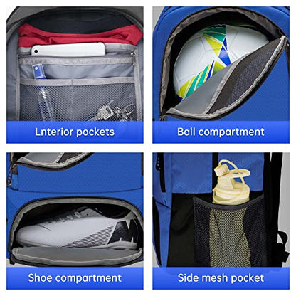 Mkour Soccer Backpack for Football Basketball Volleyball, with Ball Compartment and Holder