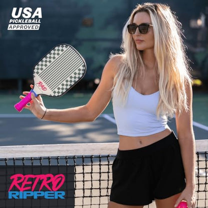 RAD Pickleball Paddle – USAPA Approved Pickleball Racket – Fiberglass Surface with Spin Grit Tech – Carbon Fiber Pickleball Paddle for Power & Control – Indoor & Outdoor - color: Hot Pink