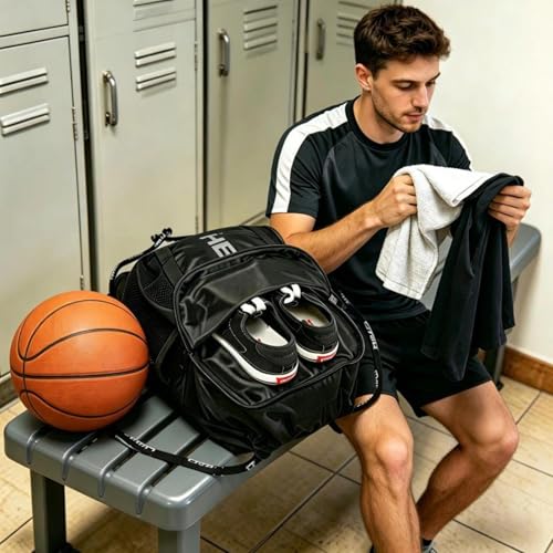 HEAD Men's Drawstring Backpack with Shoe & Phone Pocket,Structured Sports Gym Sack with Bottle Holders for Basketball, Workout, Tennis, Swimming, Travel,Training - color: Black