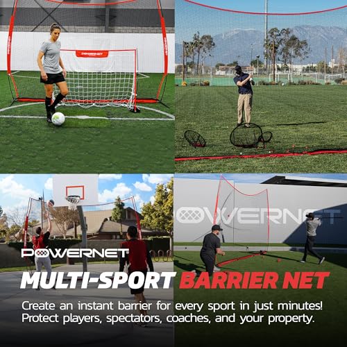 PowerNet Portable Sports Rebounder -Basketball, Volleyball, Soccer, Baseball, Softball and Lacrosse, Backyard & Garage Backstop, Indoor Outdoor Safety Net for Protection - style: 21.5x11.5 RED Net