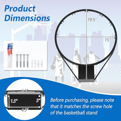 Goplus 18’’/15’’ Replacement Basketball Rim, Wall Door Mounted Basketball Hoop with All Weather Net, Indoor Outdoor Hanging Basketball Rim Goal Outside - size: 15", style: Black