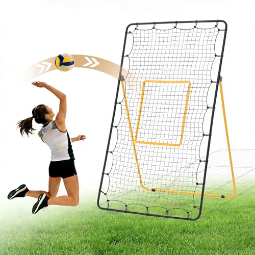 NEWBULIG Volleyball Rebounder Net 7x4 ft, 5-Angle Adjustable Bounce Back Training Equipment, Durable Net for Practicing Volleying, Bumping, Spiking, Easy Setup & Portable Travel Bag for Storage - color: Black