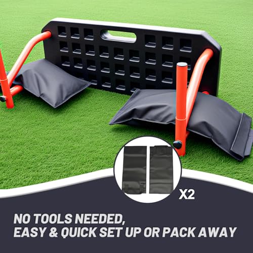 6-in-1 Soccer Rebounder Board - Dual Surface Adjustable Angle Soccer Wall with 6 Training Modes for Passing, Control & Reflex - Portable Soccer Training Equipment with 2 Sandbags for All Players