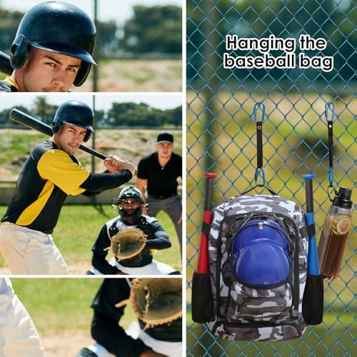Bag Hook for Fence, Aluminum Alloy Carabiner Strap for Hanging Baseball Softball Pickleball Tennis Bags (Blue 2) - color: Blue