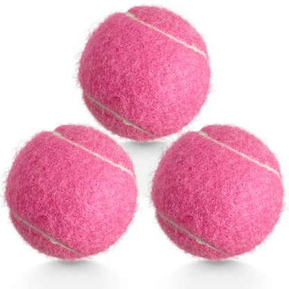 3 Pack Tennis Balls - Long Lasting Practice Balls for Tennis Beginners, Tennis Training Balls, Dog Fetch Toys - color: Pink
