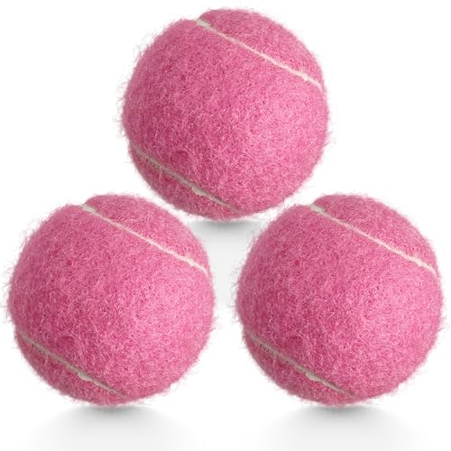 3 Pack Tennis Balls - Long Lasting Practice Balls for Tennis Beginners, Tennis Training Balls, Dog Fetch Toys - color: Pink