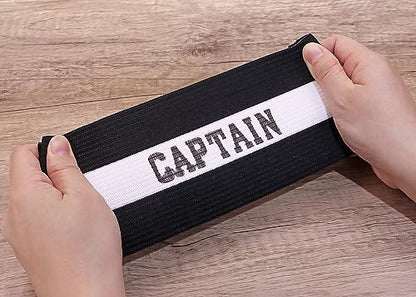 ONLYKXY Captain Armbands 9x30CM/3.54x11.81inch Adjustable Leader Armband for Soccer Basketball Volleyball School Team Competition Coach Players Wrist Arm Bands - color: Black+White