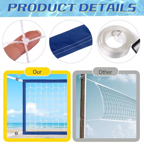 Replacement Pool Volleyball Net Adjustable Length 15ft - 25ft, Portable Volleyball Net for Outdoor Backyard Swimming Pool Beach - color: blue