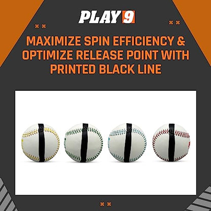 Play 9 Baseball Leather Weighted Baseball Training Set of 4 in for Teen and Adults for arm Velocity Training Ideal for Throwing and Pitching. (Set of 4)
