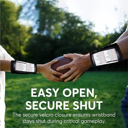 Football Play Wristbands | Sports Playbook Band | Youth Quarterback Gear | Wristband Playbook | Softball Wristbands for Signs - color: Black