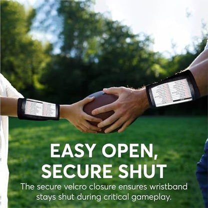 QB Playbook Wristband - Football Quarterback Play Wristbands for Adult and Youth - Wrist Coach for All Sports with 3 Compartments