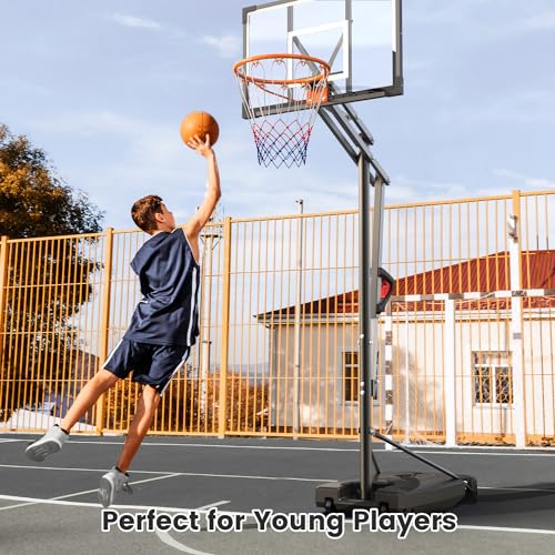 Basketball Hoop Outdoor, 8.5ft Height Adjustable Portable Hoops & Goals with HDPE Backboard and Wheels for Kids/Teens/Adults Backyard, Outdoor, Driveway