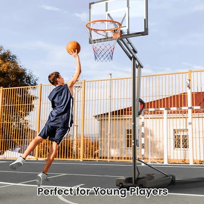 Basketball Hoop Outdoor, 8.5ft Height Adjustable Portable Hoops & Goals with HDPE Backboard and Wheels for Kids/Teens/Adults Backyard, Outdoor, Driveway