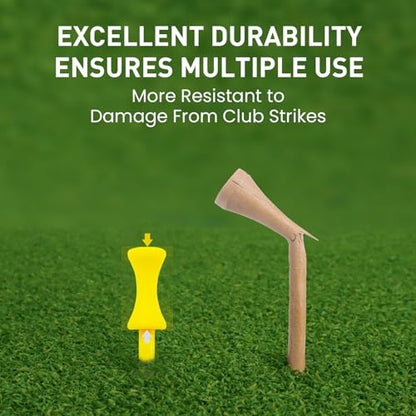 Amy Sport Golf Tees Step Down Plastic Unbreakable 50 Pack Reusable Bulk Professional Height Control Castle Tee for Practice - color: 50 Pack 1 3/4" in Yellow