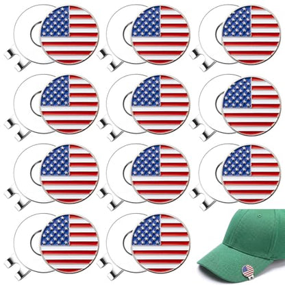 24 Pcs Golf Ball Markers with Magnetic Hat Clips Value Sets Soft Enamel Technique for Men Women Golfer, Removable Attaches Easily to Golf Cap Premium Gifts - color: Red,White,Blue, style: Patriotic