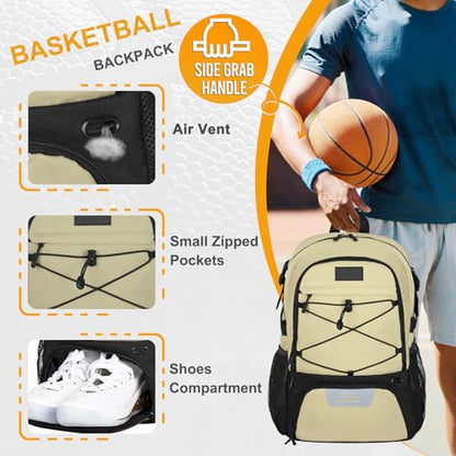 Goloni Soccer Backpack,Basketball Backpack with Ball Compartment & Shoe Compartment,Backpack for Basketball,Soccer - color: Yellow