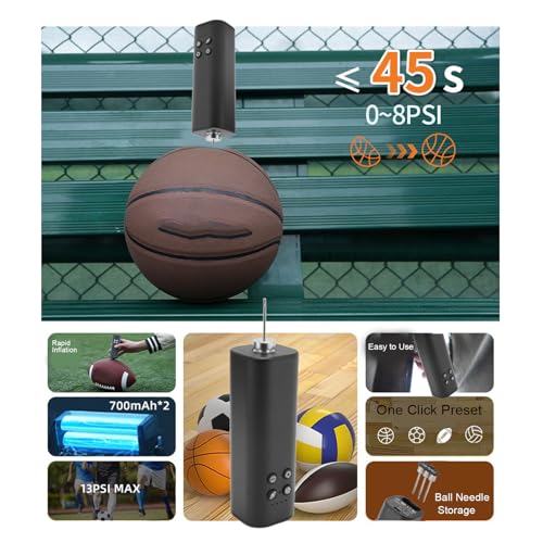 AYNEFY Electric Ball Pump, Fast Inflation with 4 Professional Modes Portable Sports Balls Pump Automatic Ball Air Pump for Soccer Football Basketball Volleyball