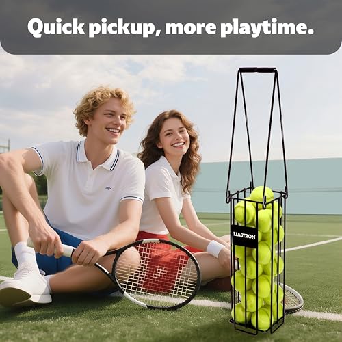 Tennis Ball Hopper Basket Pickleball Picker Upper Pickleball Ball Basket Pickup Hopper Retriever Collector for Balls for Easy Picking Metal Durable Portable Large Capacity Coaches Training