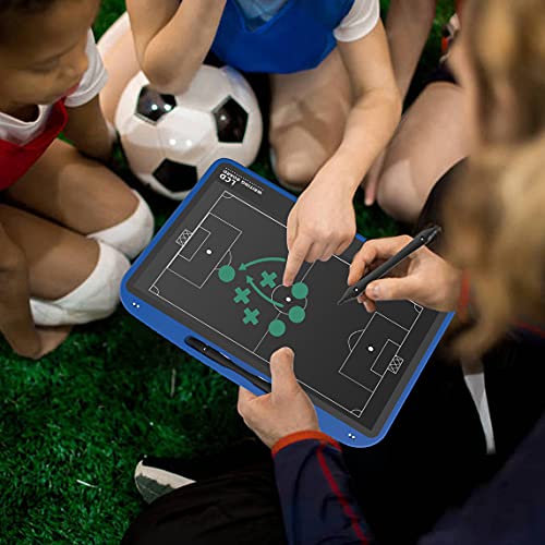 13.5'' Electronic Football Tactical Board, Basketball Coaching LCD Soccer Strategy Board With Stylus Pen, Marker Training Writing Tablet Coach Gifts - color: Football Blue