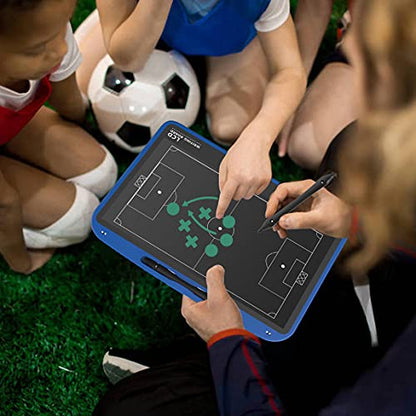 13.5'' Electronic Football Tactical Board, Basketball Coaching LCD Soccer Strategy Board With Stylus Pen, Marker Training Writing Tablet Coach Gifts - color: Football Blue