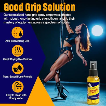 Sports Hand Grip Spray, 2 Oz Sweat Resistant Grip Spray, Enhance Control and Maximize Grip, Easy to Use & Quick-Drying, Fit for Pole Dancing, Tennis, Baseball, Football, Basketball, Golf, etc