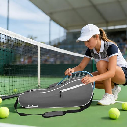 Goloni Tennis Bag for 3-4 Rackets, Water-Resistant Racket Bag with Padded Protection for Men Women Adults