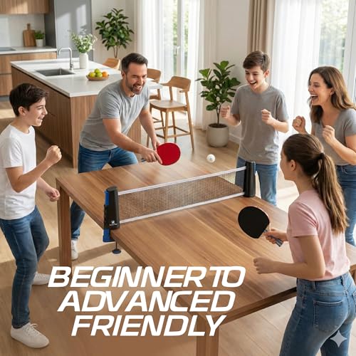 Velocity Table Tennis Paddle Set – 2 Ping Pong Rackets with ITTF-Approved Rubber, Retractable Net System, 3-Star Balls & Carry Case for Indoor & Outdoor Games and Travel Play