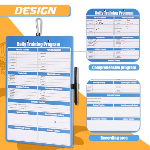 Basketball Coaches Clipboard, Blue Double-Sided Dry Erase Coach Clipboard, Basketball for Training, White Board with Marker for Coaches Gift - style: C-Training