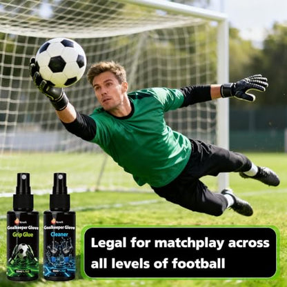 Goalkeeper Glove Care Kit - 50ml Grip Spray & 50ml Glove Wash Set, Professional Soccer Training Gear for Youth & Adult Goalie Gloves, Restores Tackiness & Cleans Latex