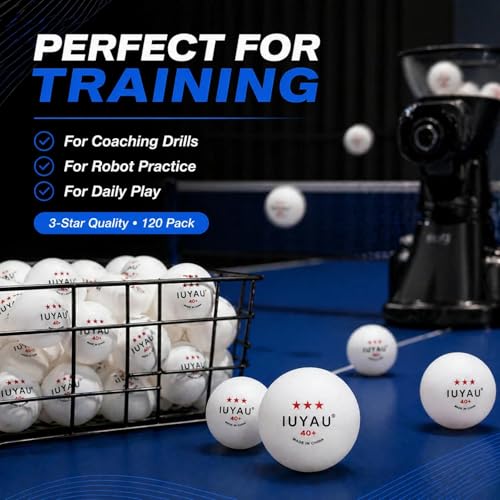 120- Pack Ping Pong Balls - 3-Star Premium Orange Table Tennis Balls | High-Performance 40+ ABS Professional Quality | Ultimate Durability for Indoor & Outdoor Ping Pong Tables