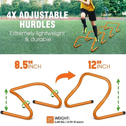 X-UMEUS Agility Ladder Speed Training Equipment Set-20ft Agility Ladder,12 Soccer Cones,4 Hurdles, Jump Rope, Running Parachute| Basketball Football Soccer Training Equipment for Kids Youth Adults - color: Orange