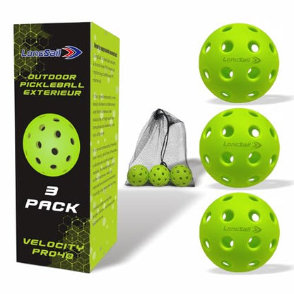 P40 Outdoor Pickleballs Non-Friable & Non-Deformable USAPA Durability Indoor Pickle Ball Leisure Sports Beginners Club Neon Green 3/12/36 Pack