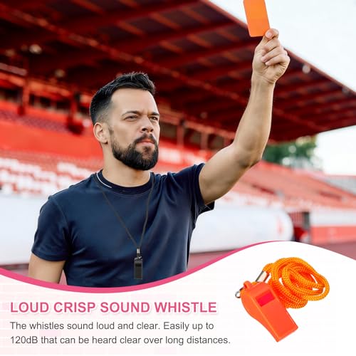 Whistles with Lanyard, Training Sports -Fitting for (Coaches/Referee/Outsides/Team Events) - color: Orange