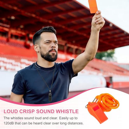 Whistles with Lanyard, Training Sports -Fitting for (Coaches/Referee/Outsides/Team Events) - color: Orange