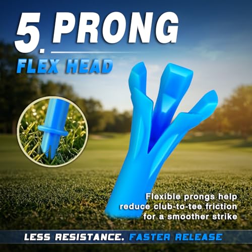 150 Pack Mixed Sizes (3-1/4"x100 & 1-1/2"x50) 5-Prong Golf Tees – Ultra-Stable & Low-Resistance Design for Longer Drives Plastic Golf Tees