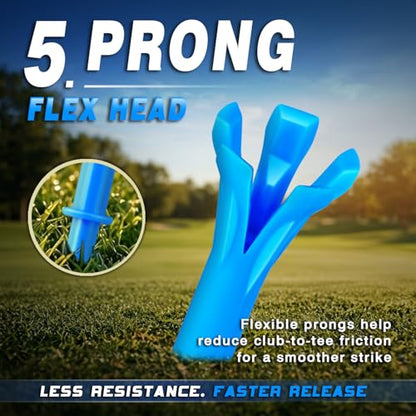 150 Pack Mixed Sizes (3-1/4"x100 & 1-1/2"x50) 5-Prong Golf Tees – Ultra-Stable & Low-Resistance Design for Longer Drives Plastic Golf Tees