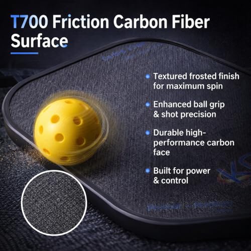 Pickleball Paddle Set – T700 Friction Carbon Fiber Paddles with Covers, 2 Thermoforming 4-Layer Rackets, 4 Outdoor Pickleballs & Carry Bag | USAPA Approved Lightweight & 16MM Polymer Honeycomb Core