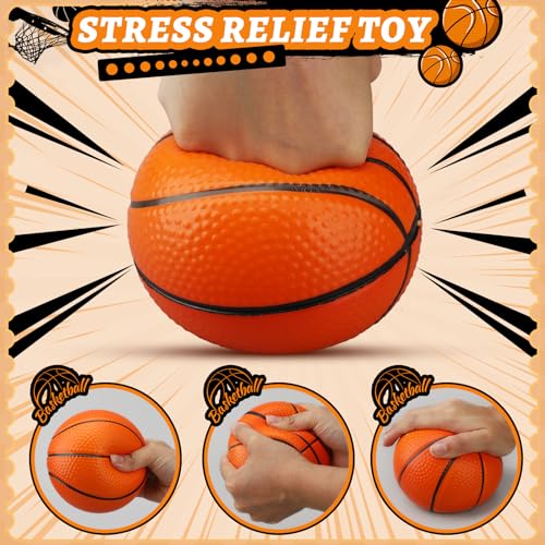 LNCOJOLM Mini Foam Basketball Replacement Ball for Indoor Hoop, Orange Silent Soft Squeeze Stress Ball Quiet Bouncy Toy for Kids Toddler, Beach Pool Indoor Outdoor