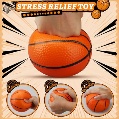 LNCOJOLM Mini Foam Basketball Replacement Ball for Indoor Hoop, Orange Silent Soft Squeeze Stress Ball Quiet Bouncy Toy for Kids Toddler, Beach Pool Indoor Outdoor
