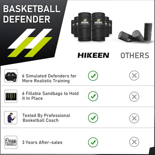 Hikeen Basketball Defender Dummy - Pop Up Safely Simulate Defender - Foldable Training Equipment for Basketball, Soccer, Football and More, 1 Carrying Bag - style: 6 PCS