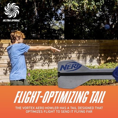 Nerf Vortex Aero Howler Foam Ball – Classic Long-Distance Football - Flight-Optimizing Tail - Hand Grip – Indoor and Outdoor Fun (Blue) - color: Blue