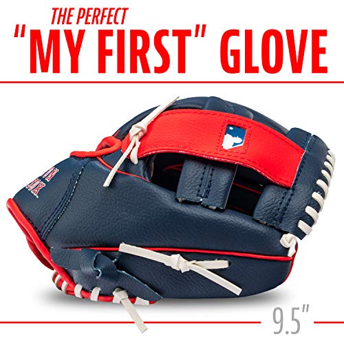 Franklin Sports MLB Youth Teeball Glove and Ball Set - Kids Baseball and Teeball - Perfect First Kids Glove - 9.5"